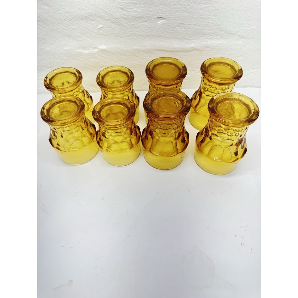 8 Vintage Viking Glass Amber Georgian Honeycomb Glasses Heavyweight 4 Of Ea Size